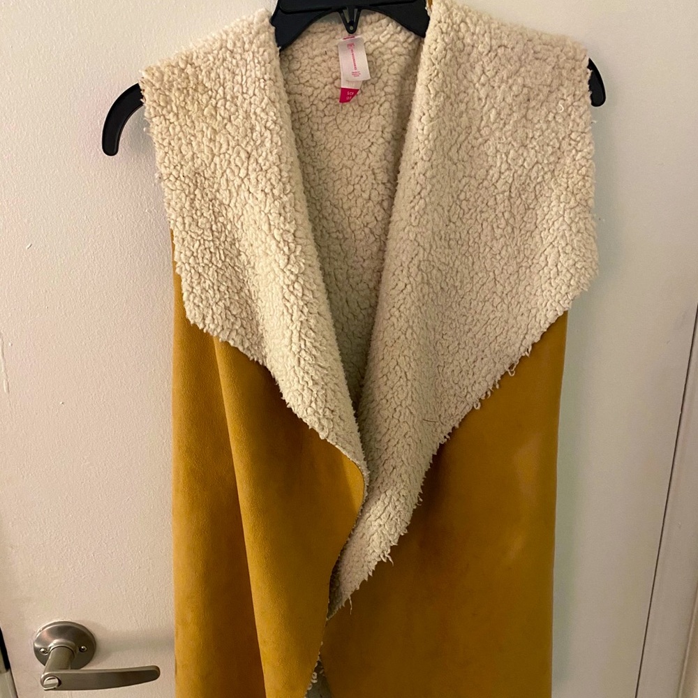 Suede and faux sheepskin vest